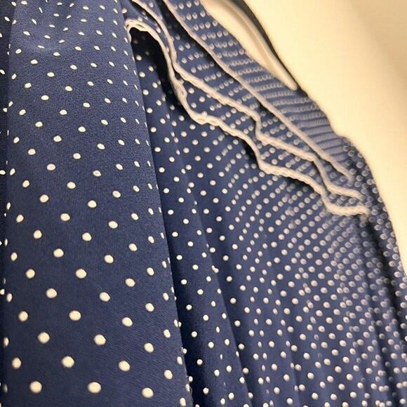 Vintage Rice Pudding Brand Dress Womens Size Medium Blue Polka Dot Ruffle 1970s - Picture 6 of 9